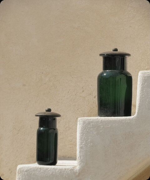 Green Glass Jar Set